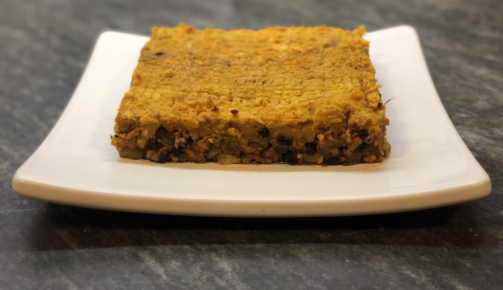 Cerdo agridulce y Batata,  en pastel